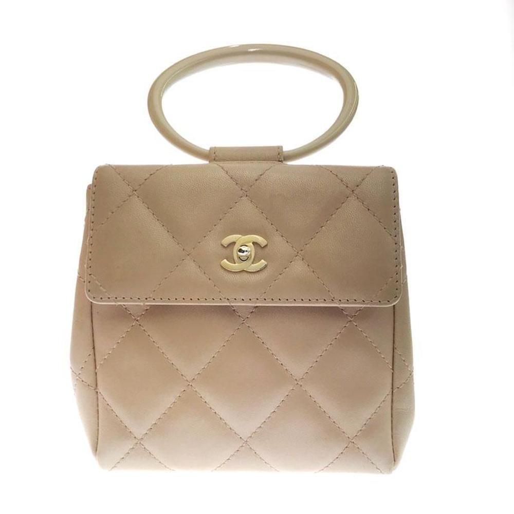 Chanel Mini Bag Matelasse Here Mark Leather Pink Handbag